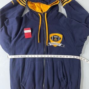 Vintage Mitchell & Ness Blue and Yellow Zip-Up Hoodie Jacket